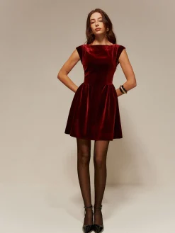 Velvet Pleated Tank Short Dress