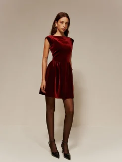 Velvet Pleated Tank Short Dress