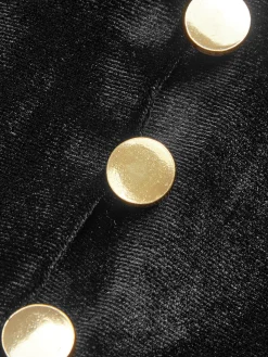 Velvet Split Button Top
