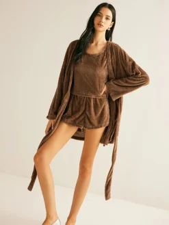Velvet Three-Piece Shorts Set