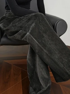 Velvet Wide-Leg Pants