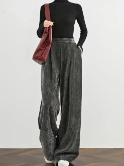 Velvet Wide-Leg Pants