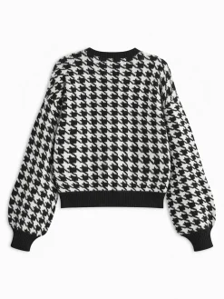 Velvet-Bow Lantern Sleeve Sweater