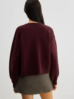 Velvet-Bow Lantern Sleeve Sweater