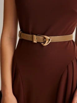 Versatile Buckle Slim Leather Belt