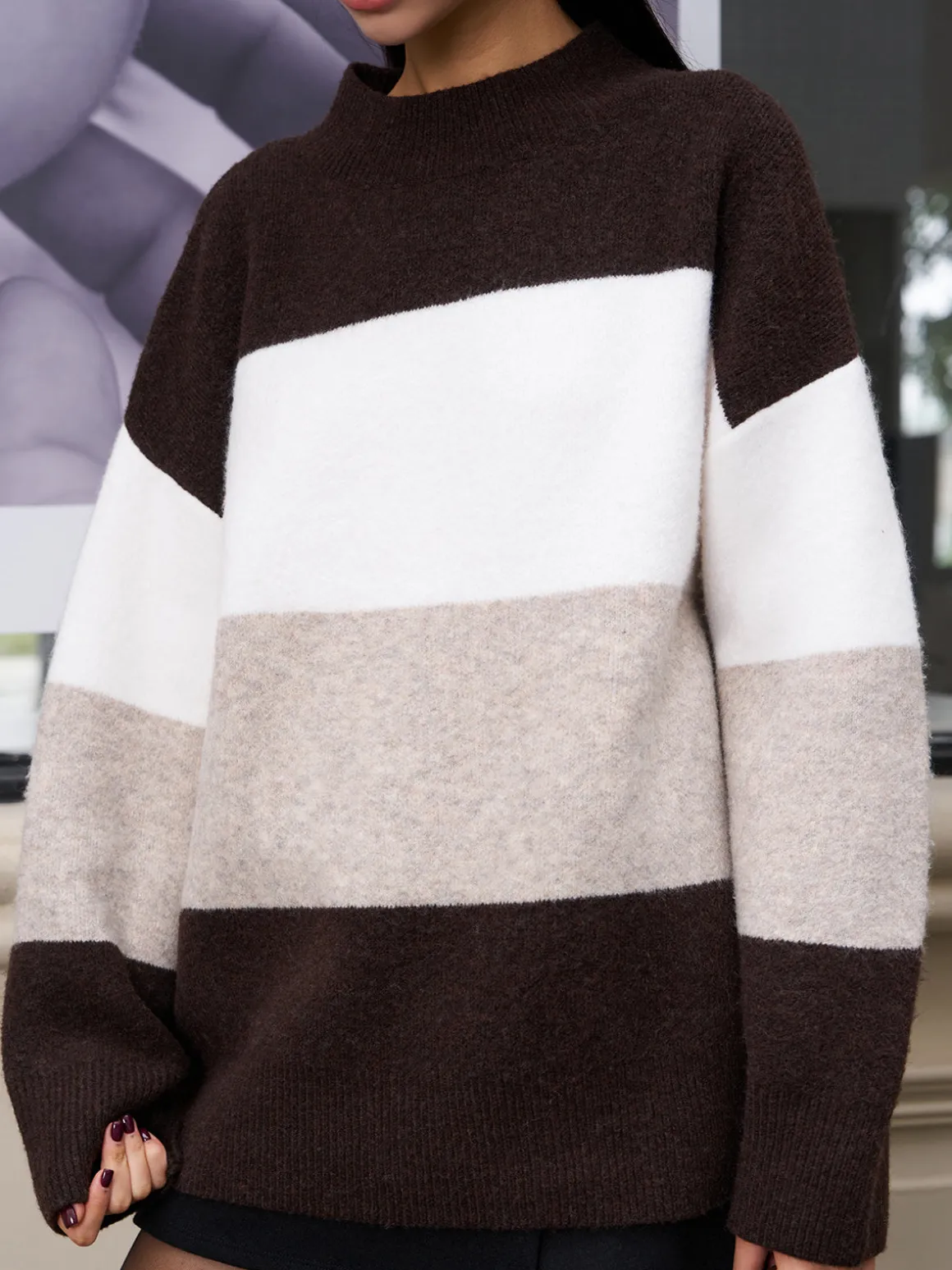 Versatile Color Block Pullover Sweater