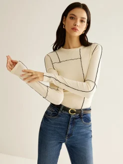 Versatile Contrast Piping Jersey Blouse
