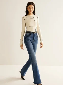 Versatile Contrast Piping Jersey Blouse