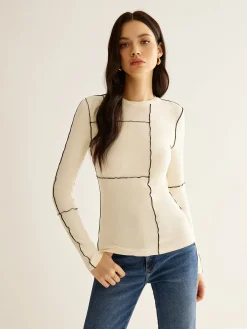 Versatile Contrast Piping Jersey Blouse