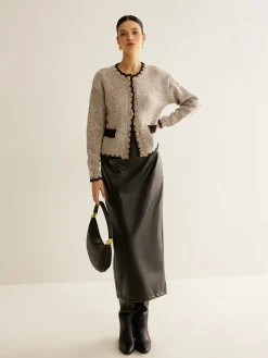 Versatile Contrast Trim Button Cardigan