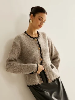 Versatile Contrast Trim Button Cardigan
