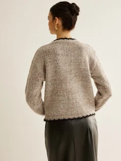 Versatile Contrast Trim Button Cardigan