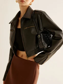 Versatile Crop Faux Leather Jacket
