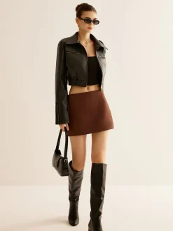 Versatile Crop Faux Leather Jacket