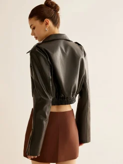 Versatile Crop Faux Leather Jacket