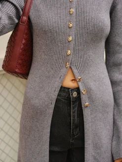 Versatile Metal Breasted Sweater Dress