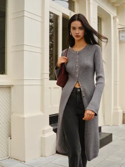 Versatile Metal Breasted Sweater Dress