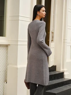 Versatile Metal Breasted Sweater Dress