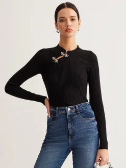 Versatile Metal Decor Knit Top