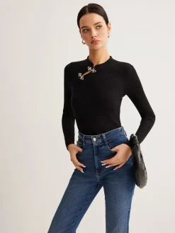 Versatile Metal Decor Knit Top
