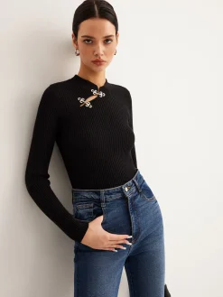 Versatile Metal Decor Knit Top