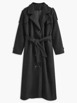 Versatile Plain Belted Long Coat