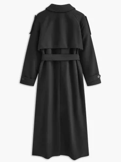 Versatile Plain Belted Long Coat