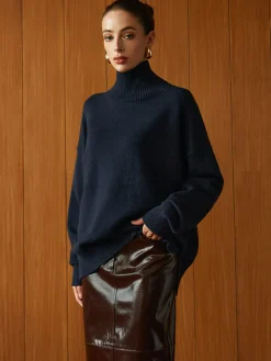 Versatile Plain Turtleneck Sweater
