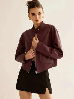 Versatile Zipper Faux Leather Jacket