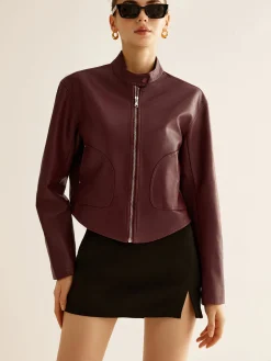 Versatile Zipper Faux Leather Jacket