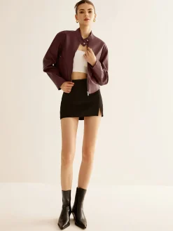 Versatile Zipper Faux Leather Jacket