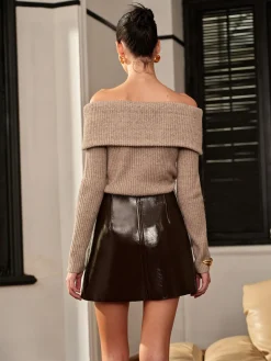 Versatile Zipper PU Leather Mini Skirt