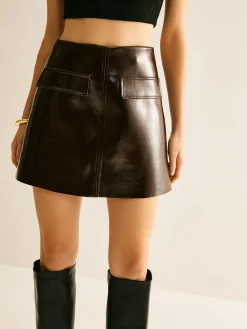 Versatile Zipper PU Leather Mini Skirt