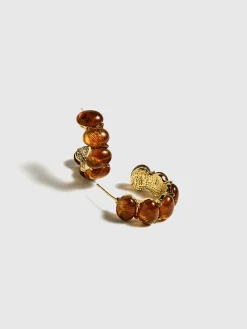 Vintage Beaded Hoop Stud Earrings