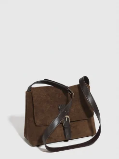 Vintage Buckle Flap Shoulder Bag