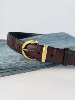 Vintage Crocodile Pattern Buckle Belt