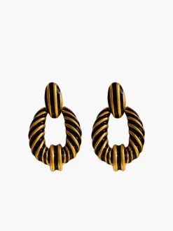 Vintage Croissant Twist Hoop Earrings