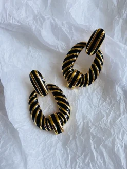 Vintage Croissant Twist Hoop Earrings