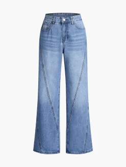 Vintage Denim Straight Leg Pants