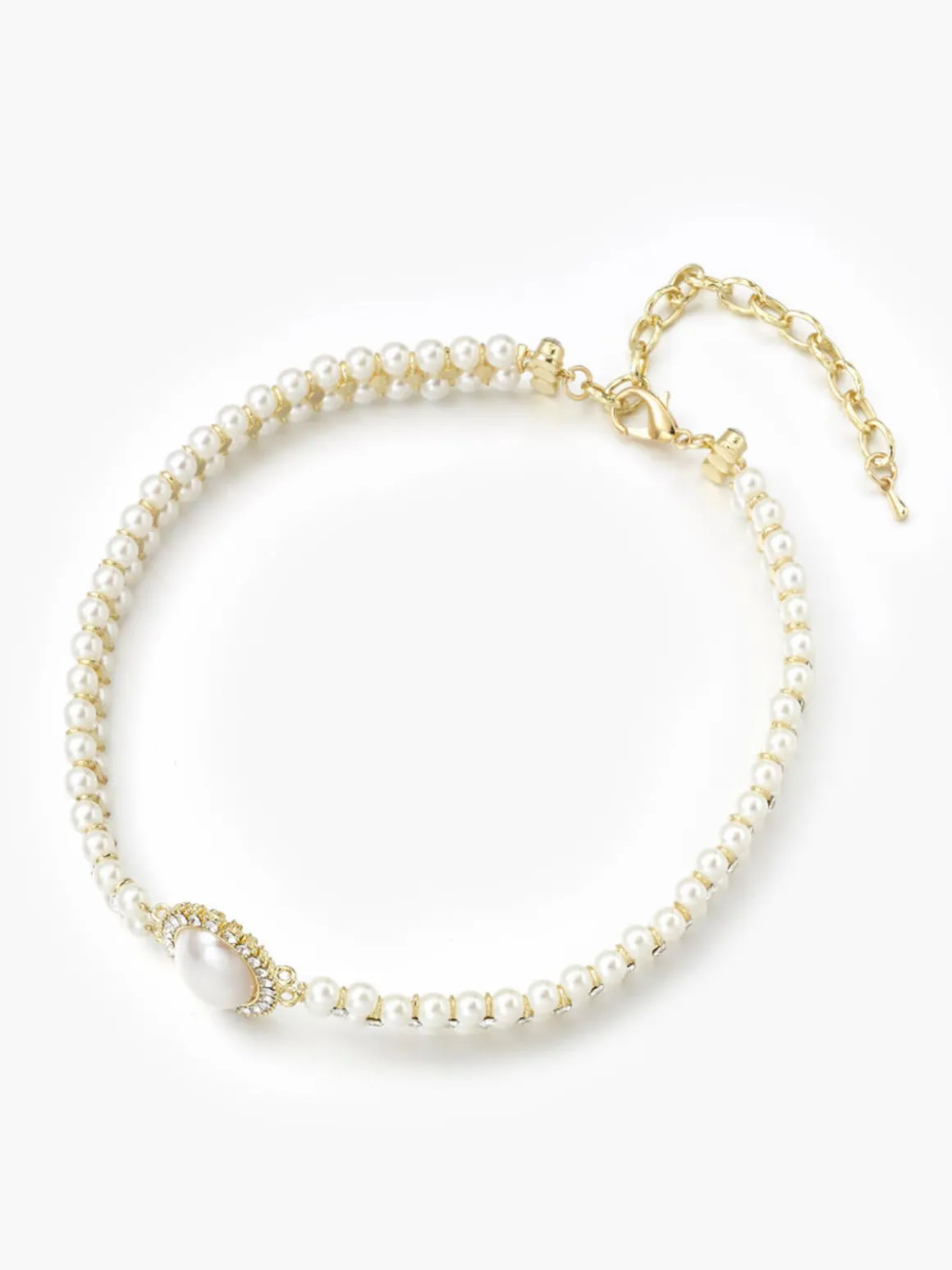 Vintage Double Layer Faux Pearl Choker Necklace