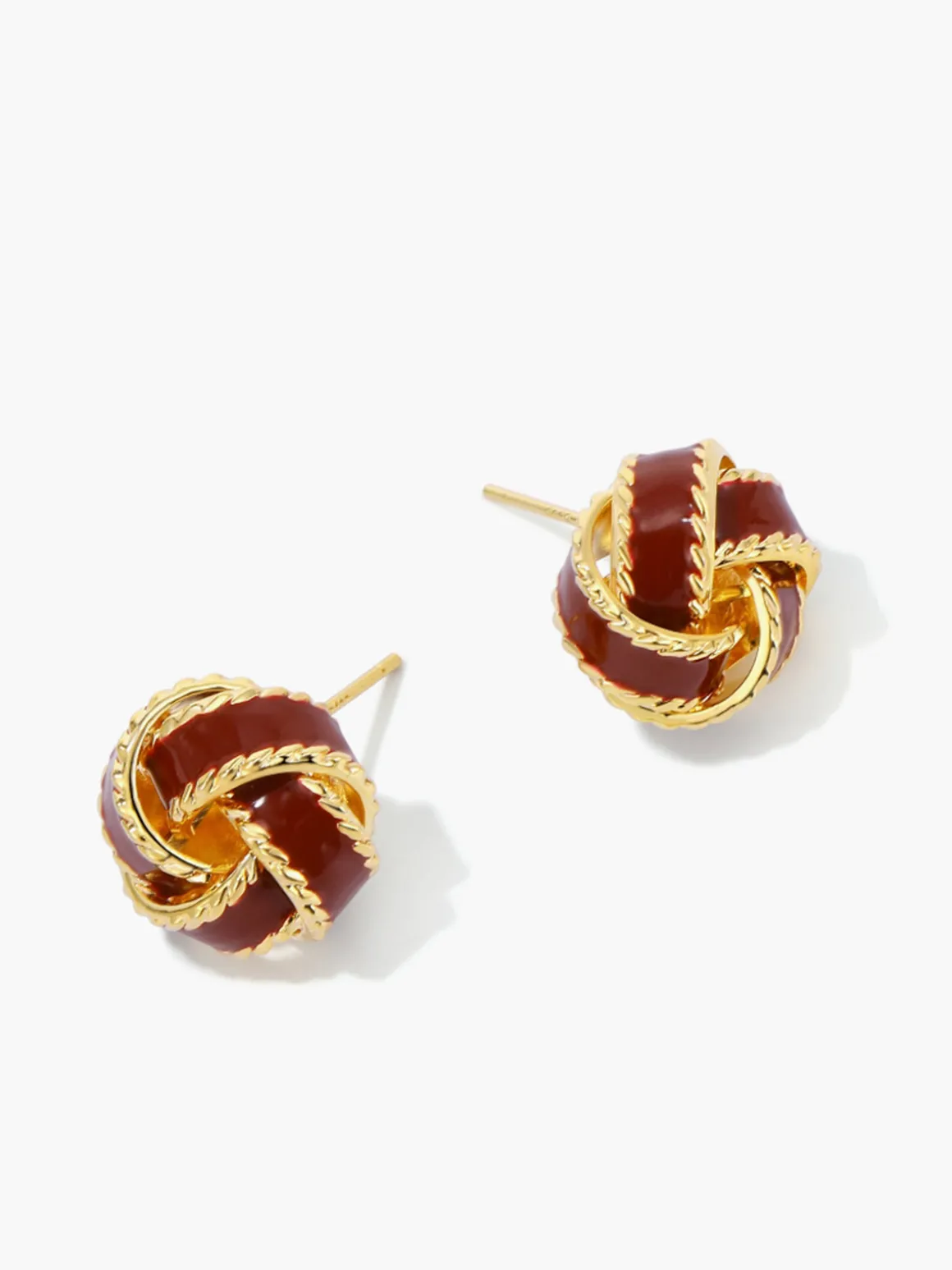 Vintage Dripped Glaze Knotted Hoop Stud Earrings