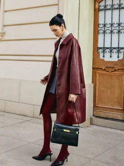 Vintage Faux Leather Long Jacket