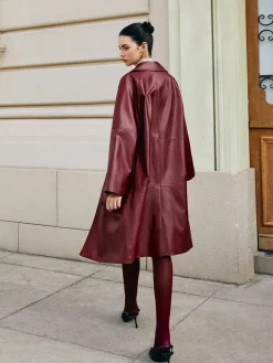 Vintage Faux Leather Long Jacket