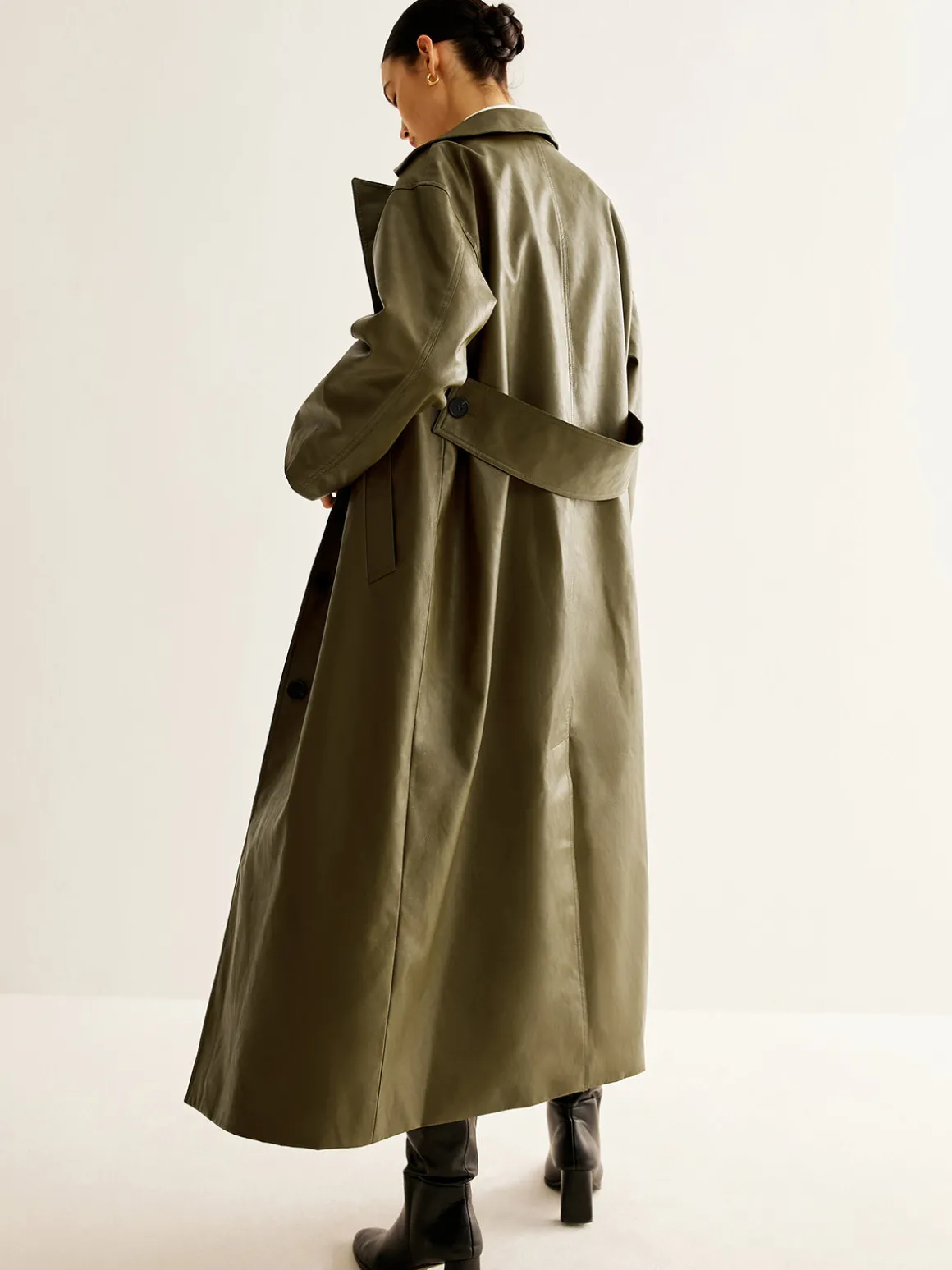 Vintage Faux Leather Long Jacket