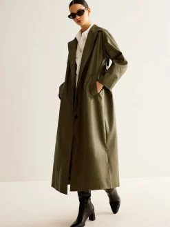 Vintage Faux Leather Long Jacket