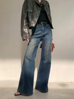 Vintage Low Rise Washed Wide Leg Jeans
