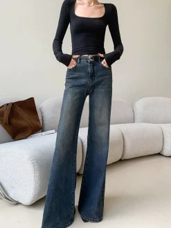 Vintage Low Rise Washed Wide Leg Jeans
