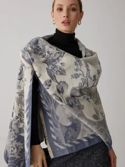 Vintage Plant Flower Jacquard Cotton Scarf