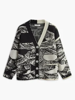 Vintage Printed Oversize Knit Outwear