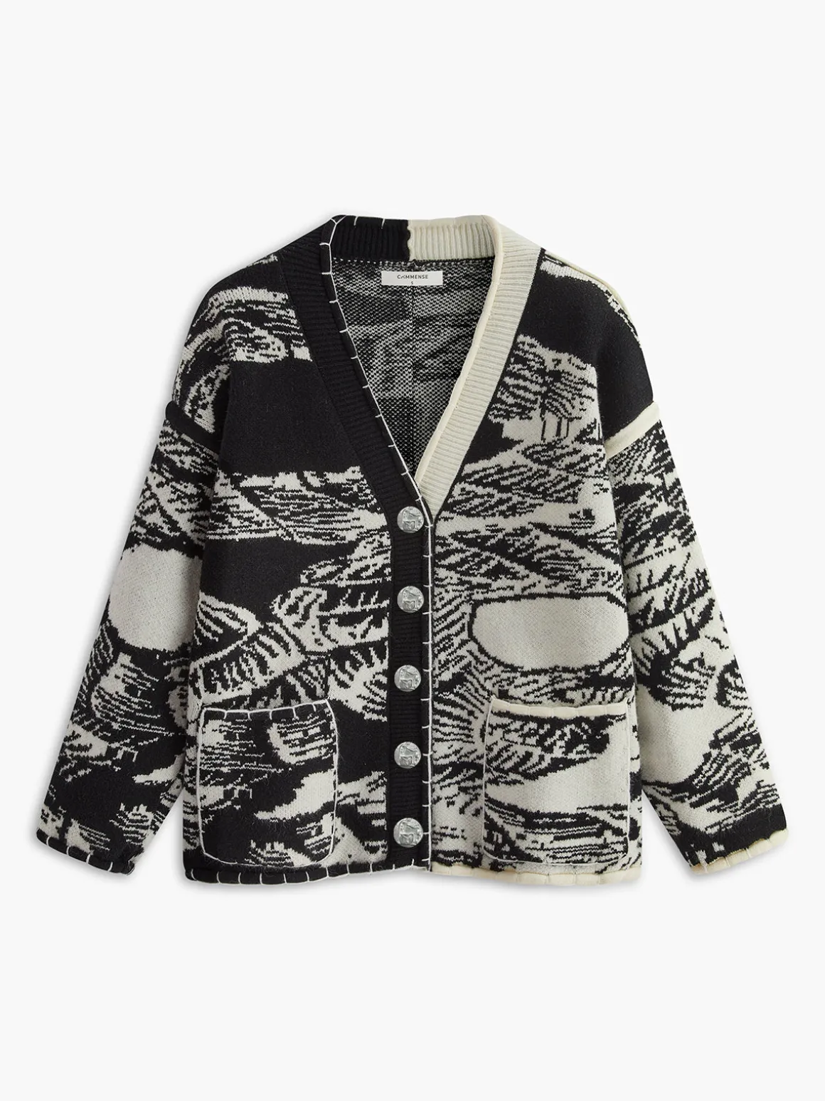 Vintage Printed Oversize Knit Outwear